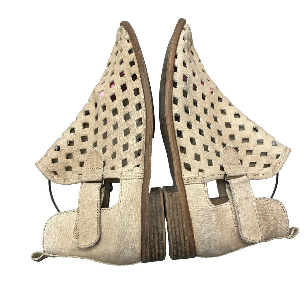 Musse Cloud Ankle Boots Anthropologie Caila US 8 EUR 39 Perforated Leather Beige